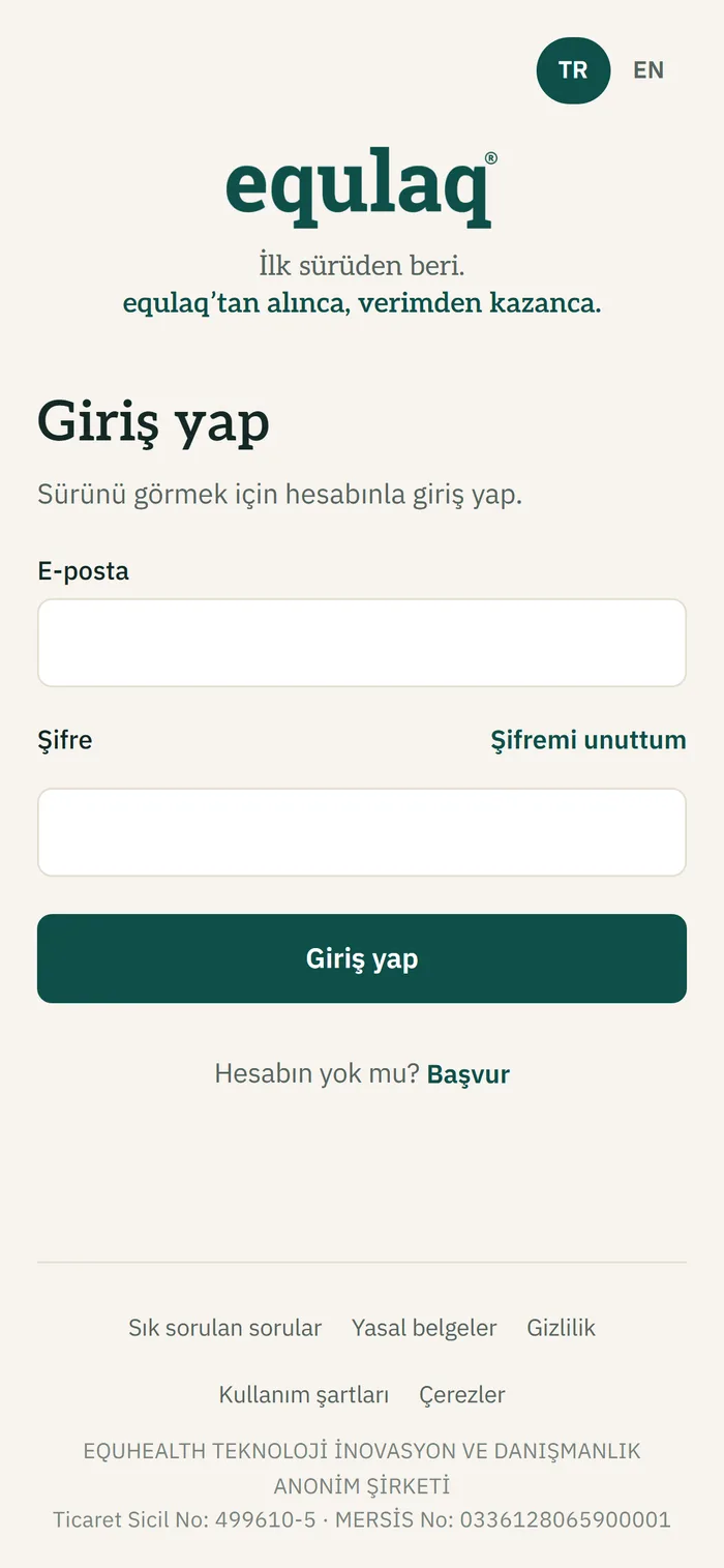 equlaq portalının telefondaki giriş ekranı