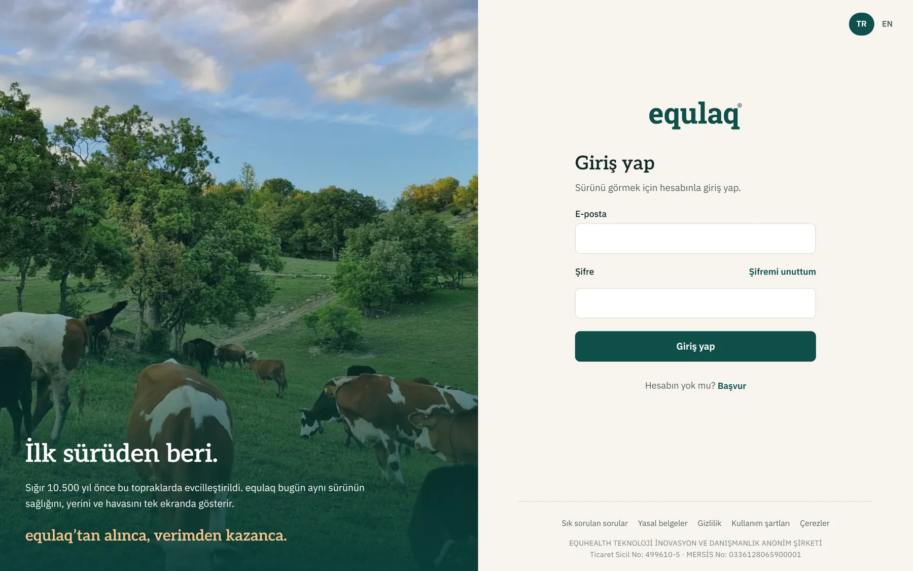 equlaq portalının giriş ekranı